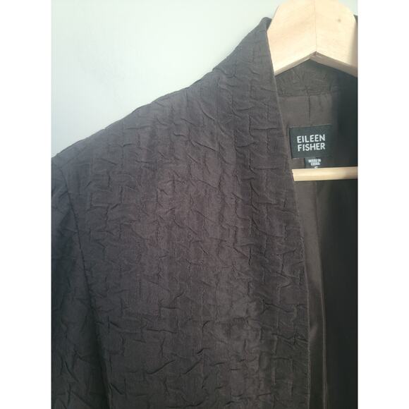 Eileen Fisher Open Front Blazer Womens S Silk Linen Blend Oversized Brown - Picture 2 of 10